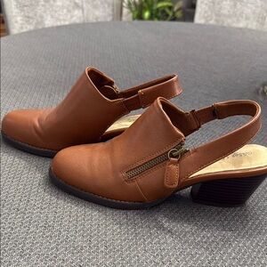 Brown Leather Slingback Heels